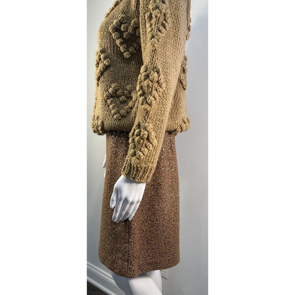 Ann Taylor LOFT Light Brown Mini Skirt With Gold Sequins Sz-6 Flirty, Unique Fun - Picture 6 of 16